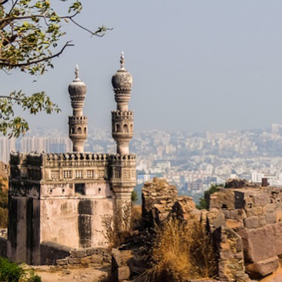 View of Hyderabad cityscape from Golkonda Fort Walls