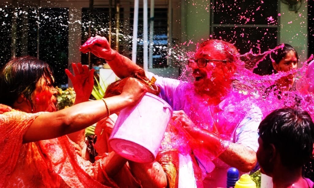 Water fights during Holi Festival