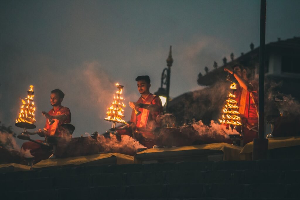 Varanasi banks during holi festival